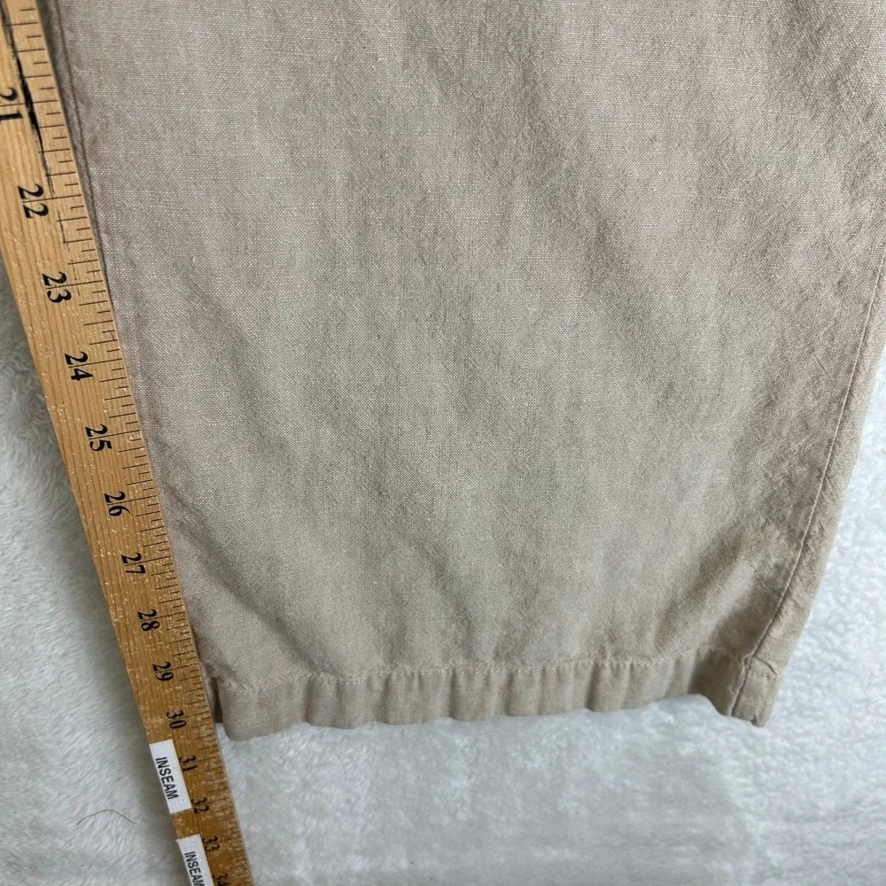 Vintage Guess Jeans Linen Pants Mens 38 Beige Drawstring Flat Front Grunge